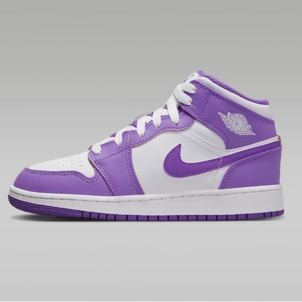 Jordan Purple and White Mid-Top Sneakers